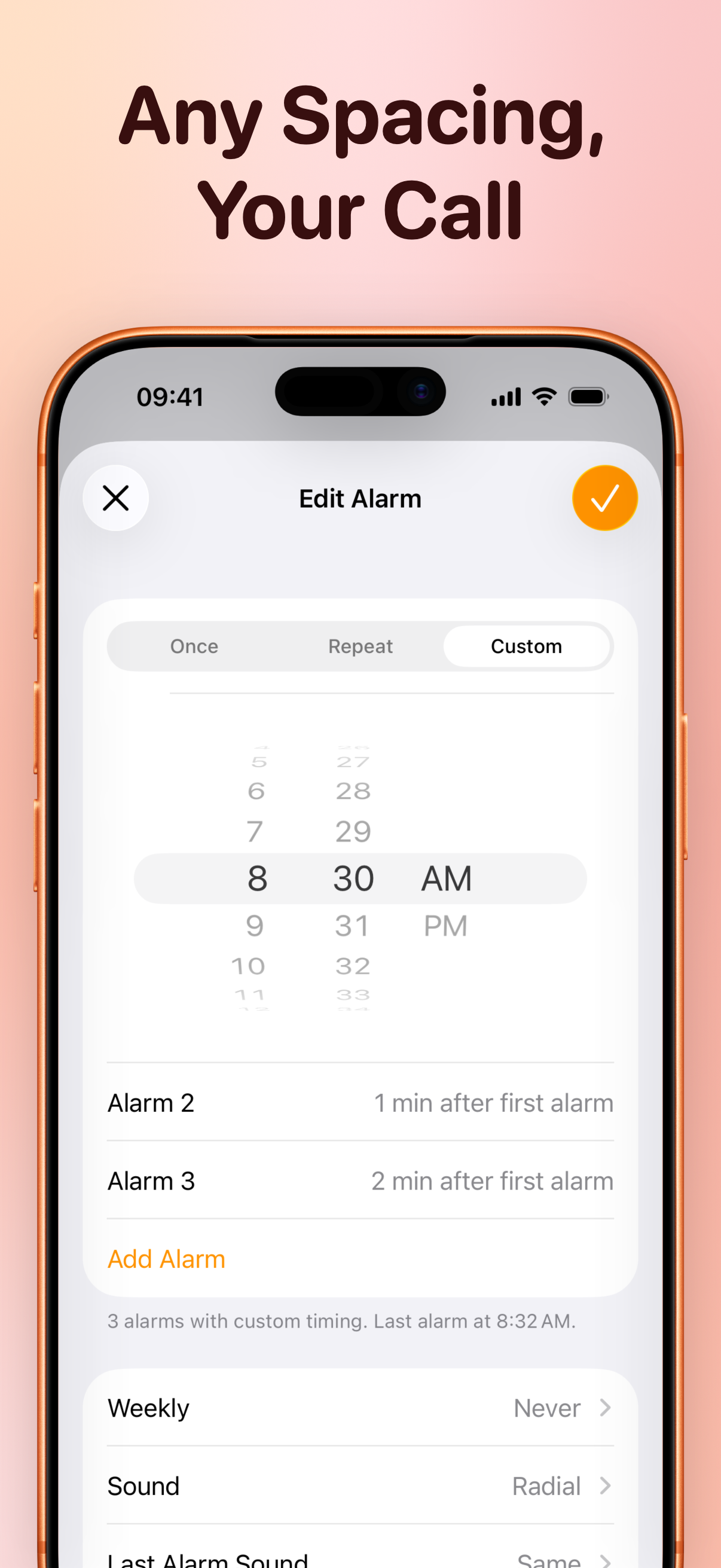 MultiAlarm custom interval setup